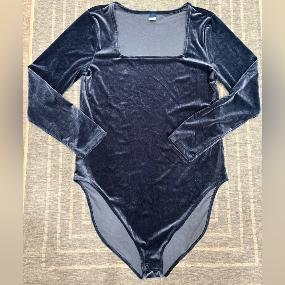 Old Navy Blue Velvet Long Body Suit